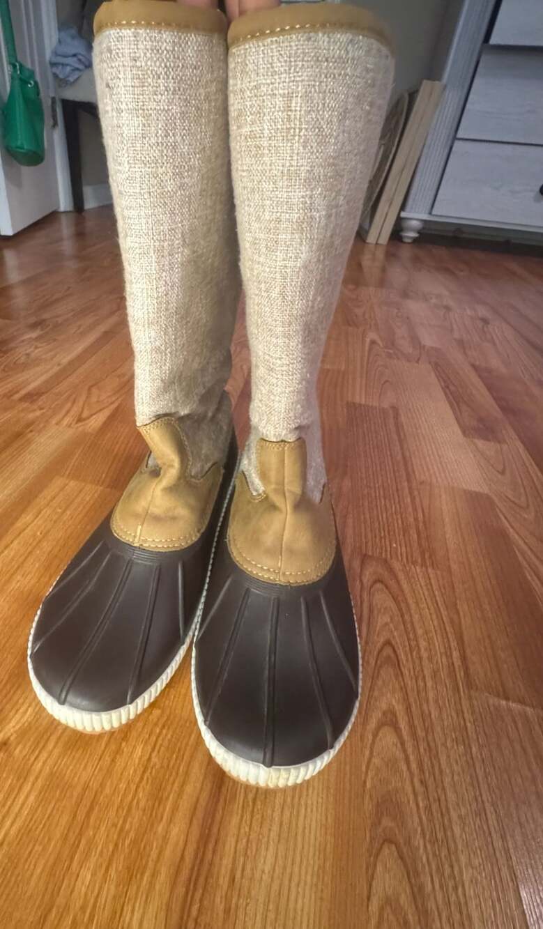 Marleylilly Tall Duck Boots Brown Tan Winter Snow Boots